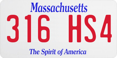 MA license plate 316HS4