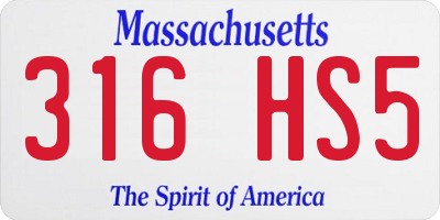 MA license plate 316HS5