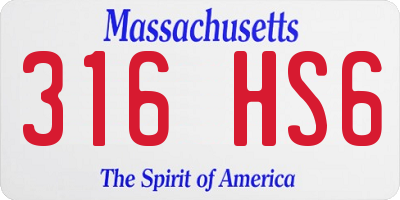 MA license plate 316HS6