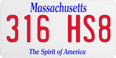MA license plate 316HS8