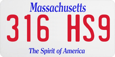 MA license plate 316HS9