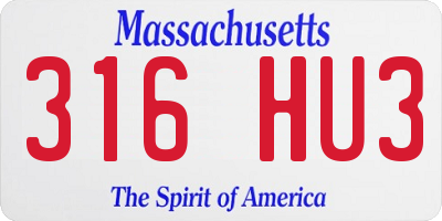 MA license plate 316HU3