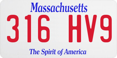 MA license plate 316HV9