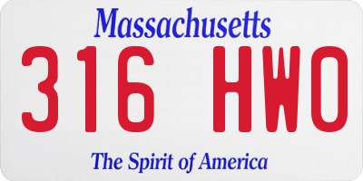 MA license plate 316HW0