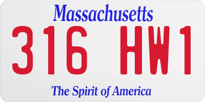 MA license plate 316HW1