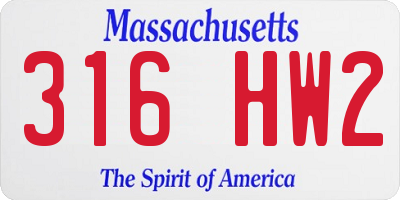 MA license plate 316HW2