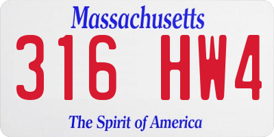 MA license plate 316HW4