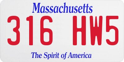 MA license plate 316HW5