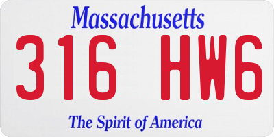 MA license plate 316HW6