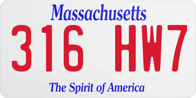 MA license plate 316HW7