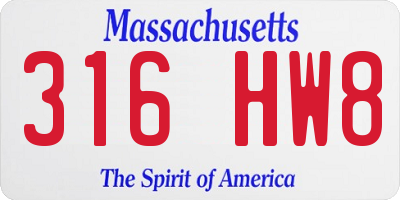 MA license plate 316HW8
