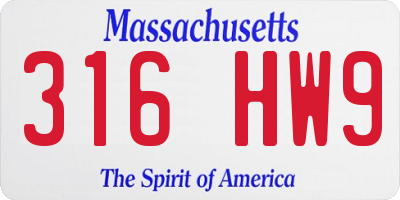 MA license plate 316HW9