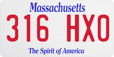 MA license plate 316HX0