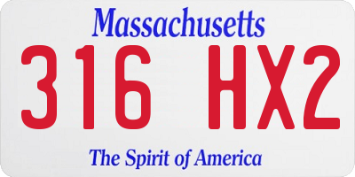 MA license plate 316HX2