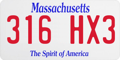 MA license plate 316HX3