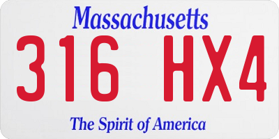 MA license plate 316HX4