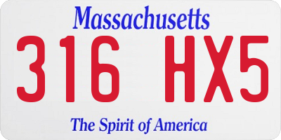 MA license plate 316HX5