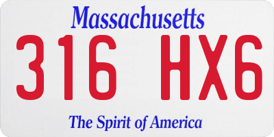 MA license plate 316HX6