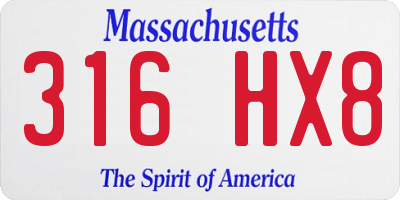MA license plate 316HX8