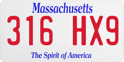 MA license plate 316HX9