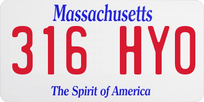 MA license plate 316HY0