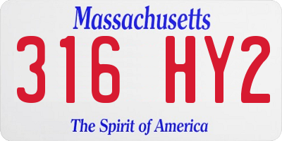MA license plate 316HY2
