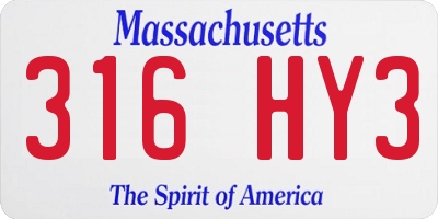MA license plate 316HY3