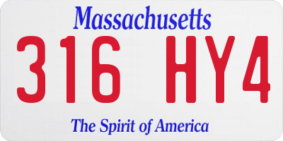 MA license plate 316HY4