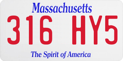 MA license plate 316HY5