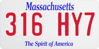 MA license plate 316HY7