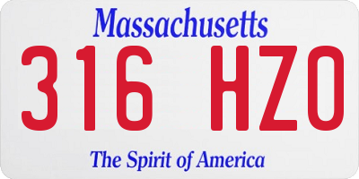 MA license plate 316HZ0