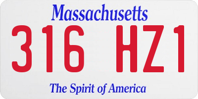 MA license plate 316HZ1