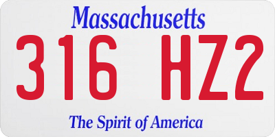 MA license plate 316HZ2