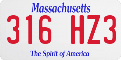 MA license plate 316HZ3