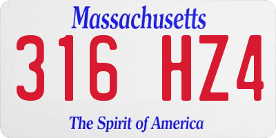 MA license plate 316HZ4