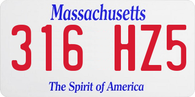 MA license plate 316HZ5