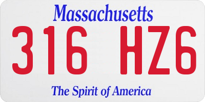 MA license plate 316HZ6