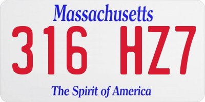 MA license plate 316HZ7