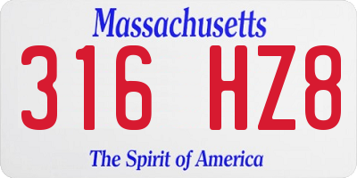 MA license plate 316HZ8