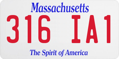 MA license plate 316IA1