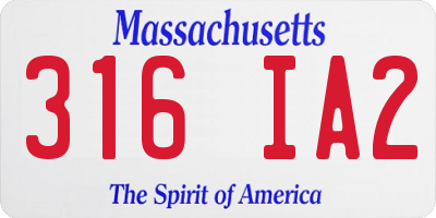 MA license plate 316IA2