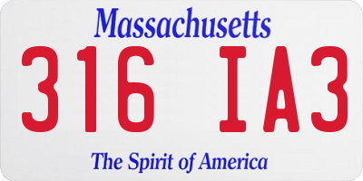 MA license plate 316IA3