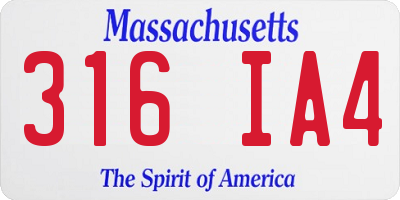 MA license plate 316IA4