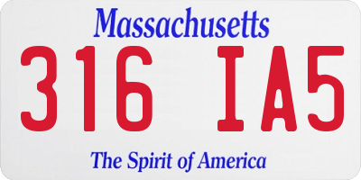 MA license plate 316IA5