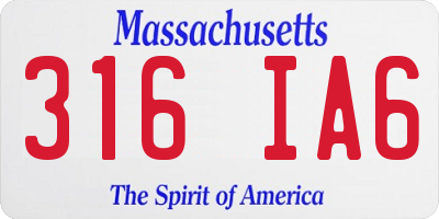 MA license plate 316IA6
