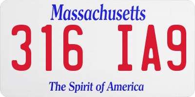 MA license plate 316IA9