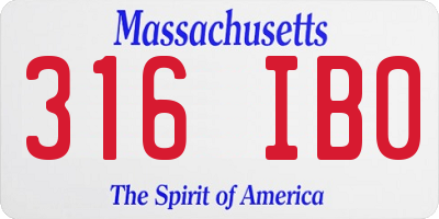MA license plate 316IB0