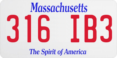 MA license plate 316IB3
