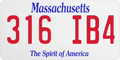 MA license plate 316IB4