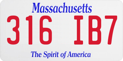 MA license plate 316IB7